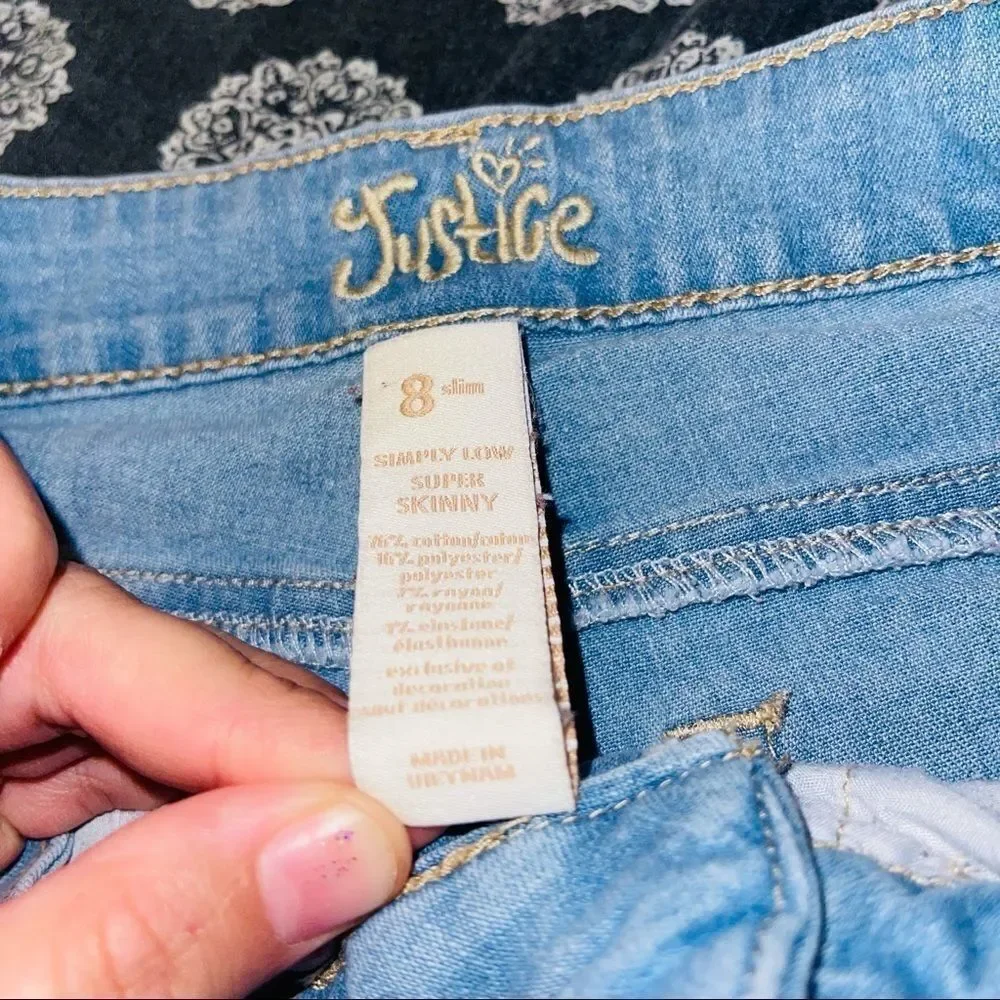 Justice Light Wash Skinny Jeans‎ Girls Size 8 slim